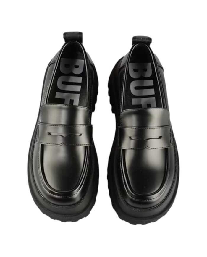 Mocassino Donna Buffalo Slip On Pluto Loafer Vegan Box nero