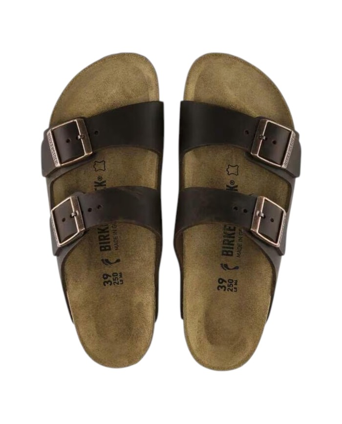 Sandalo Uomo Unisex Birkenstock Arizona BS Doppia Fascia Pelle Nabuck Oliata Habana