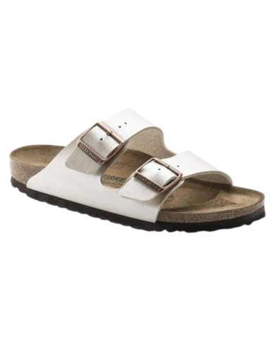 Sandalo Donna Birkenstock Unisex Arizona Birko Flor BS Graceful Pearl White