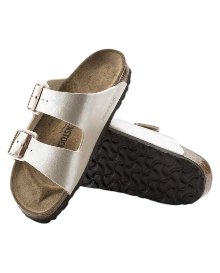 Sandalo Donna Birkenstock Unisex Arizona Birko Flor BS Graceful Pearl White