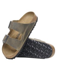 Sandalo Uomo Unisex Birkenstock Arizona BS Doppia Fascia Pelle Nabuk Oliata Faded Khaki