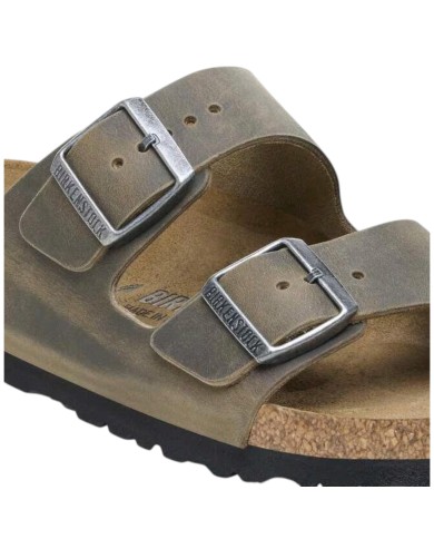 Sandalo Uomo Unisex Birkenstock Arizona BS Doppia Fascia Pelle Nabuk Oliata Faded Khaki
