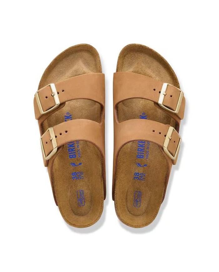 Sandalo Donna Birkenstock Arizona Plantare morbido Leather Nabuk Oliata Montone