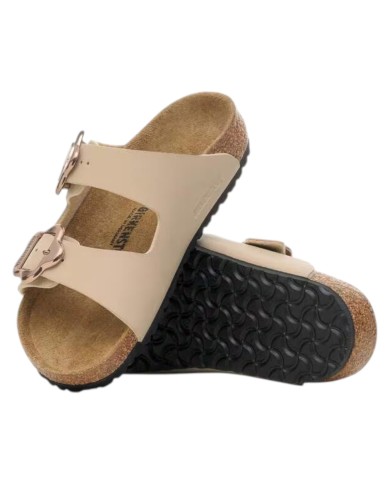 Sandalo Bambina Birkenstock Arizona Flower Buckle Kids Leather Sandcastle Sabbia