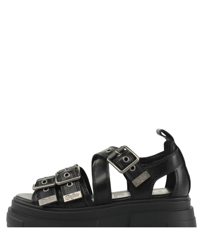 Sandalo Donna Buffalo Bolt SND Buckle Vegan nappa Black