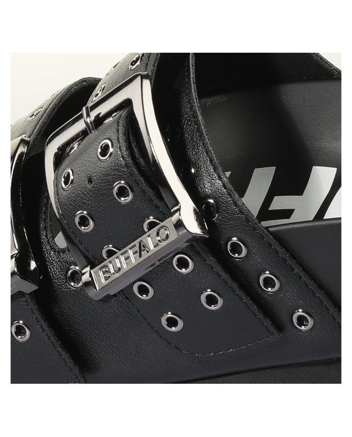 Sandalo Donna Buffalo Sabot Jane Are Riv Vegan Nappa Black