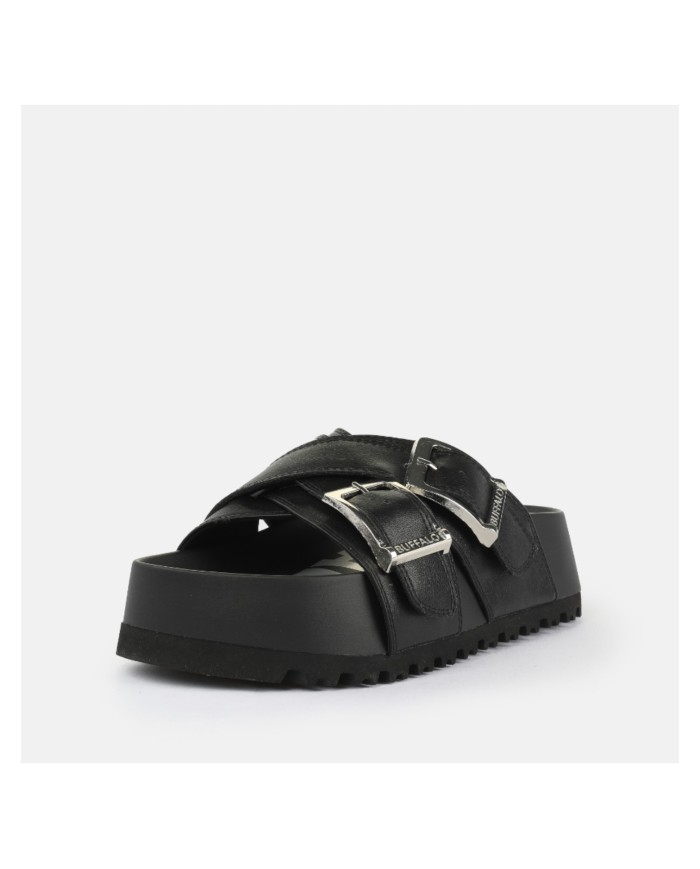 Sandalo Donna Buffalo Sabot Jane Cross Vegan Nappa Black