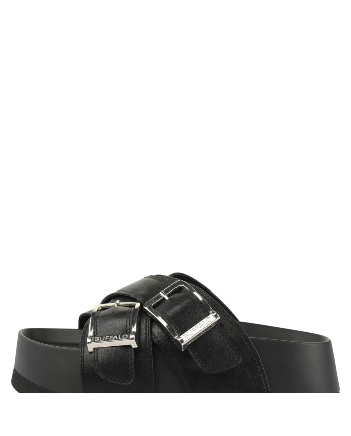Sandalo Donna Buffalo Sabot Jane Cross Vegan Nappa Black