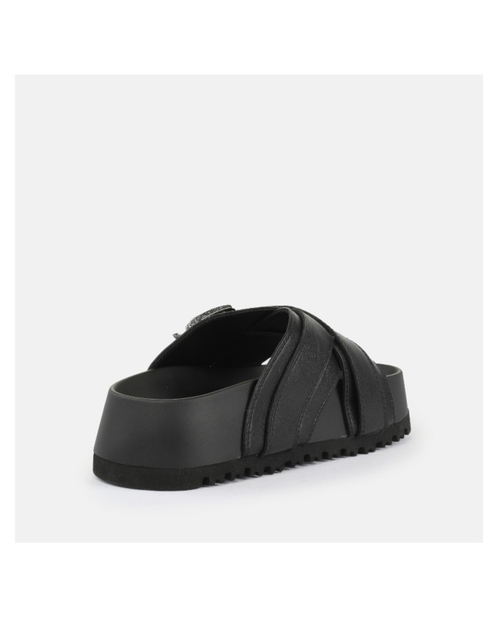 Sandalo Donna Buffalo Sabot Jane Cross Vegan Nappa Black