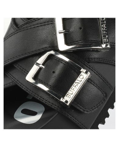Sandalo Donna Buffalo Sabot Jane Cross Vegan Nappa Black