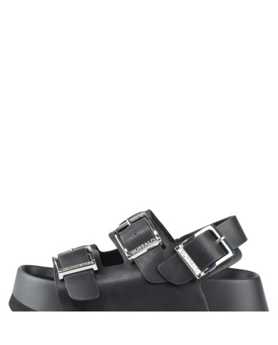 Sandalo Donna Buffalo Jane Athena Buckle Vegan Nappa Black