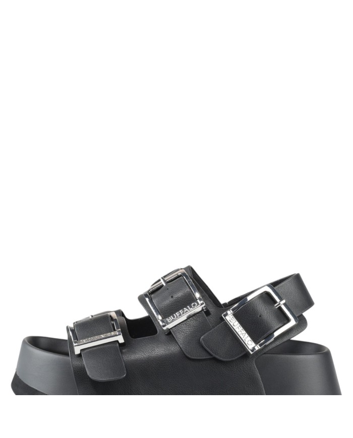 Sandalo Donna Buffalo Jane Athena Buckle Vegan Nappa Black