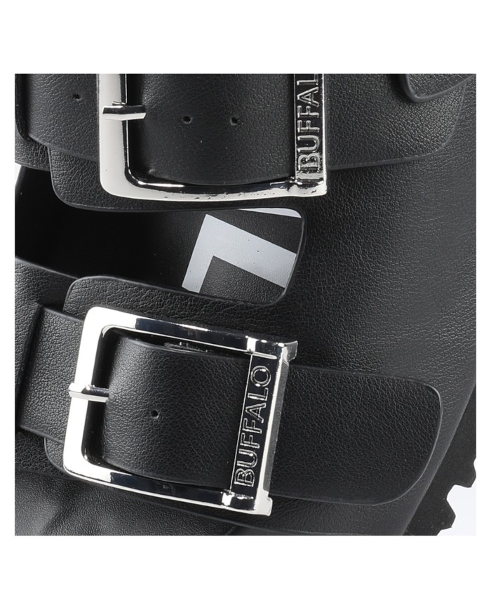 Sandalo Donna Buffalo Jane Athena Buckle Vegan Nappa Black