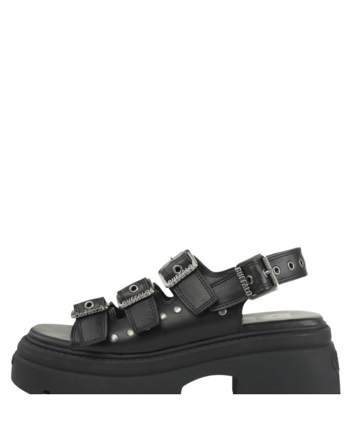 Sandalo Donna Buffalo Vega Athena Buckle Vegan Nappa Black