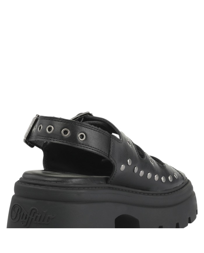 Sandalo Donna Buffalo Vega Athena Buckle Vegan Nappa Black
