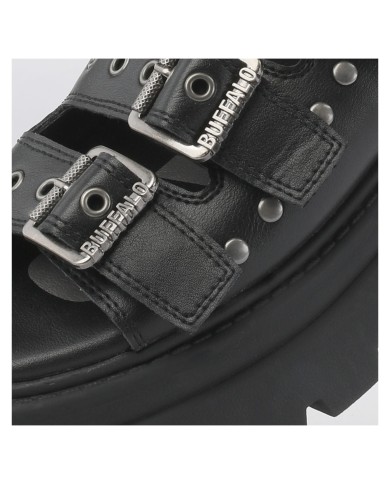 Sandalo Donna Buffalo Vega Athena Buckle Vegan Nappa Black