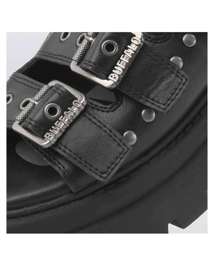 Sandalo Donna Buffalo Vega Athena Buckle Vegan Nappa Black