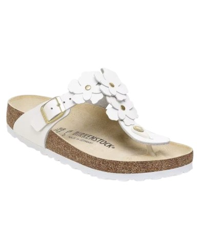 Sandalo Infradito Donna Birkenstock Gizeh Flower Embellishment White