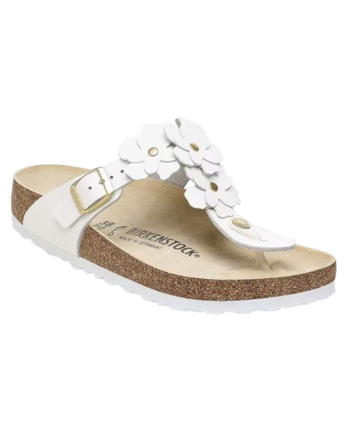 Sandalo Infradito Donna Birkenstock Gizeh Flower Embellishment White