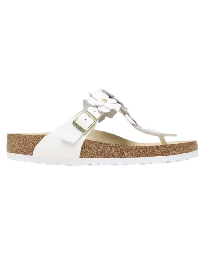 Sandalo Infradito Donna Birkenstock Gizeh Flower Embellishment White