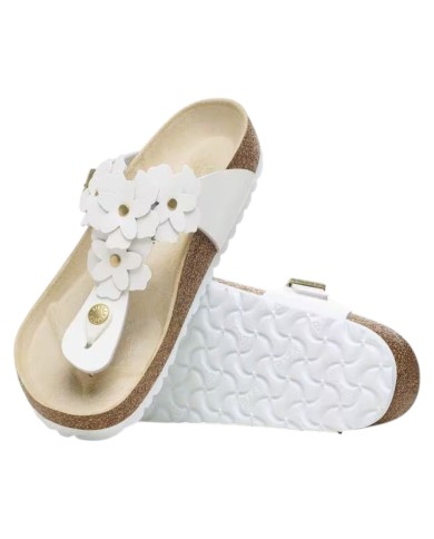 Sandalo Infradito Donna Birkenstock Gizeh Flower Embellishment White