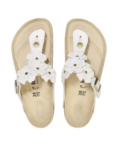 Sandalo Infradito Donna Birkenstock Gizeh Flower Embellishment White