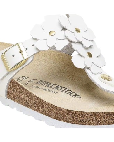 Sandalo Infradito Donna Birkenstock Gizeh Flower Embellishment White