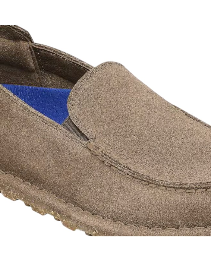 Scarpa Uomo Mocassino Utti Slip On Pelle Scamosciata Gray Taupe