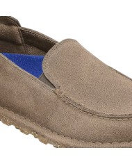 Scarpa Uomo Mocassino Utti Slip On Pelle Scamosciata Gray Taupe