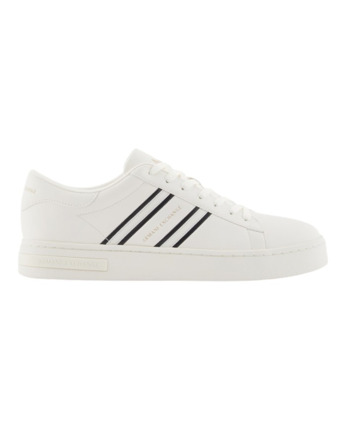 Sneakers Uomo Armani Exchange AX Stripes Logo Leather White