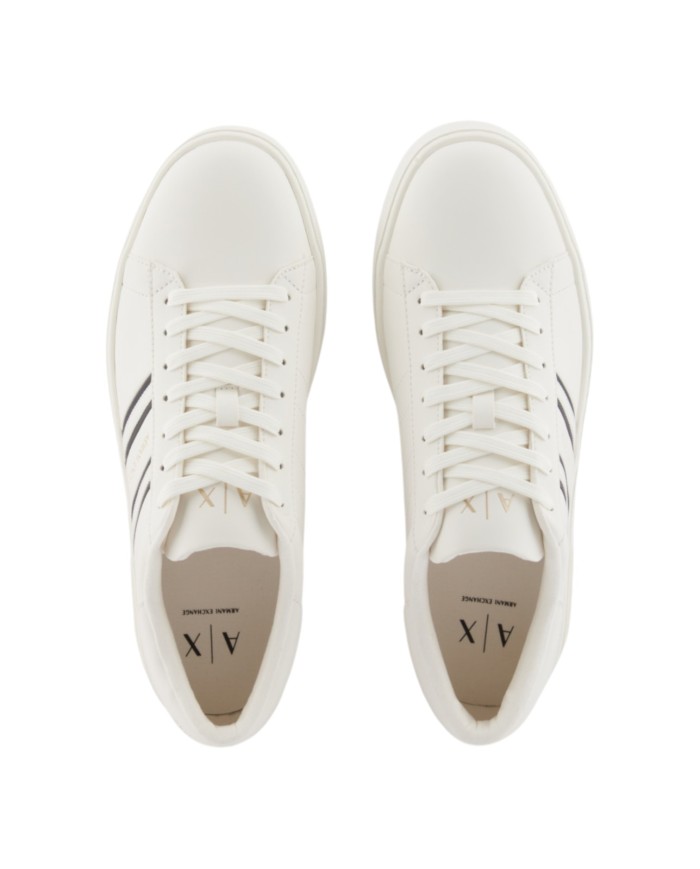 Sneakers Uomo Armani Exchange AX Stripes Logo Leather White