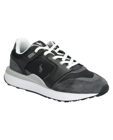 Sneaker Uomo Ralph Lauren Train 89 in Pelle Scamosciata e Mesh Black