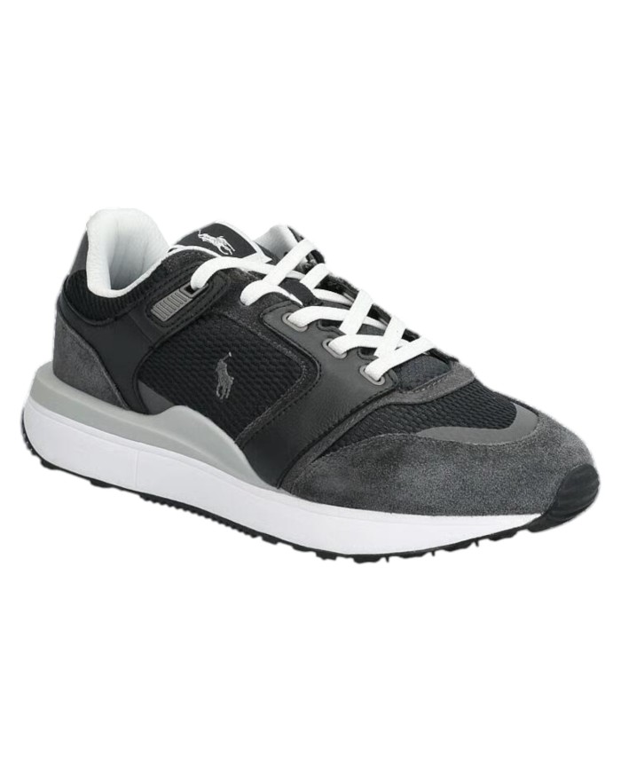 Sneaker Uomo Ralph Lauren Train 89 in Pelle Scamosciata e Mesh Black