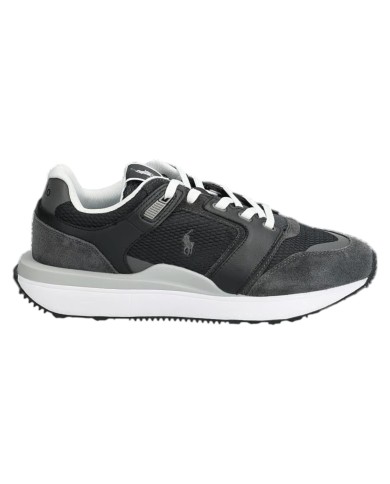 Sneaker Uomo Ralph Lauren Train 89 in Pelle Scamosciata e Mesh Black