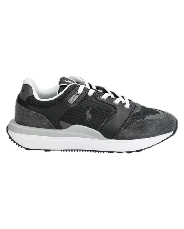 Sneaker Uomo Ralph Lauren Train 89 in Pelle Scamosciata e Mesh Black