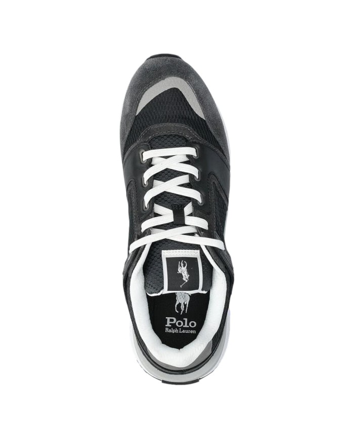 Sneaker Uomo Ralph Lauren Train 89 in Pelle Scamosciata e Mesh Black