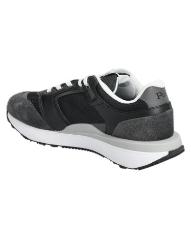 Sneaker Uomo Ralph Lauren Train 89 in Pelle Scamosciata e Mesh Black
