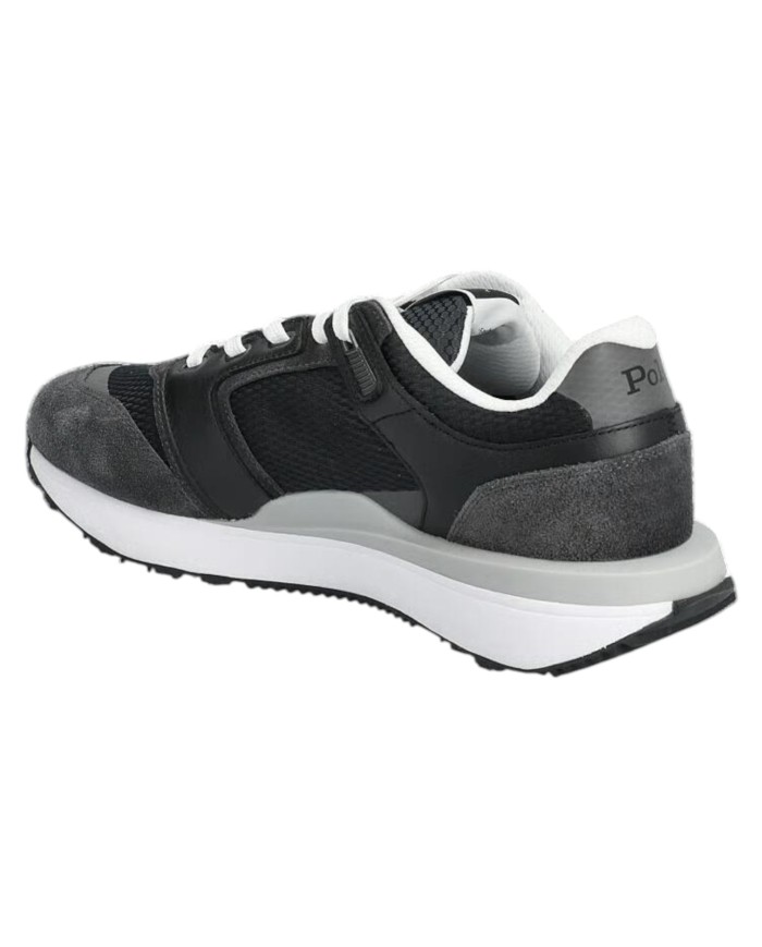 Sneaker Uomo Ralph Lauren Train 89 in Pelle Scamosciata e Mesh Black