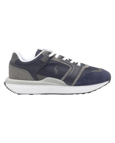 Sneaker Uomo Ralph Lauren Train 89 in Pelle Scamosciata e Mesh Blue