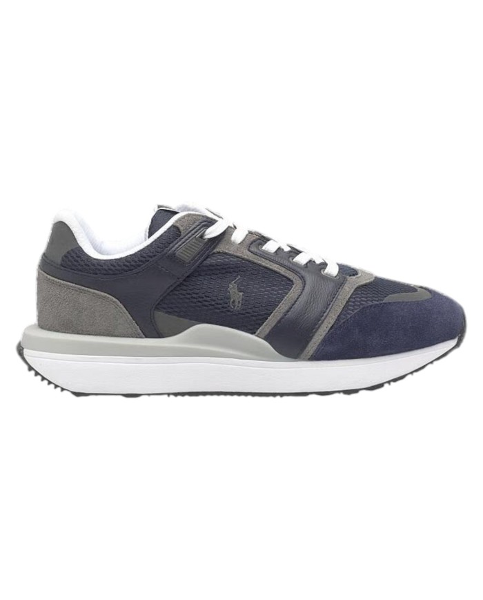 Sneaker Uomo Ralph Lauren Train 89 in Pelle Scamosciata e Mesh Blue