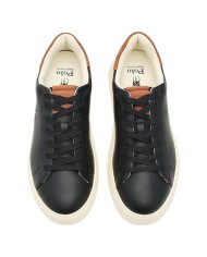 Sneake Uomo Ralph Lauren Rlite Court Logo Pelle Martellata Leather Black