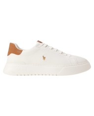 Sneake Uomo Ralph Lauren Rlite Court Logo Pelle Martellata Leather Off White