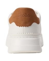 Sneake Uomo Ralph Lauren Rlite Court Logo Pelle Martellata Leather Off White