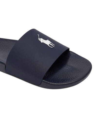 Ciabatta Uomo Ralph Lauren Pony Logo Polo Slide in Eva Navy /White