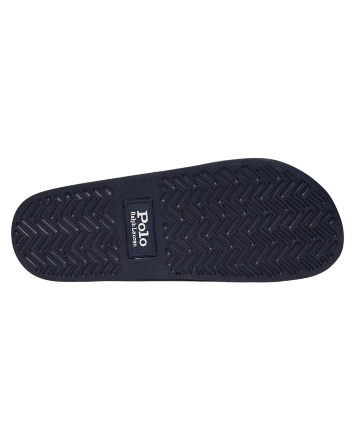 Ciabatta Uomo Ralph Lauren Pony Logo Polo Slide in Eva Navy /White