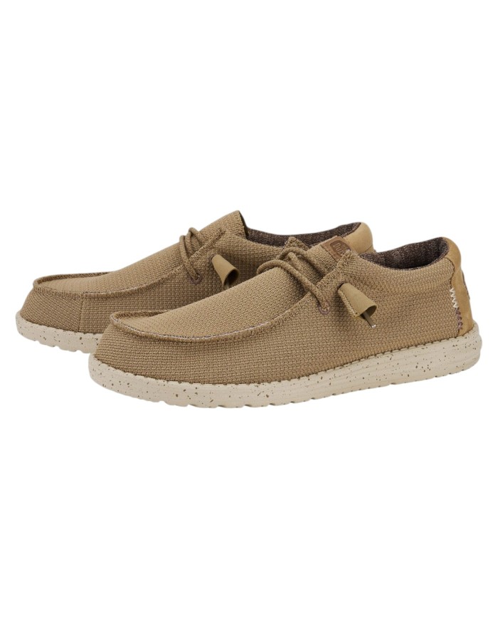 Scarpa Uomo Sneakers HeyDude Wally Sport Mesh tAN White