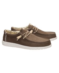 Scarpa Uomo Sneakers HeyDude Wally Strech Canvas Teak Brown