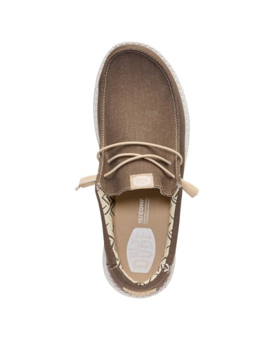 Scarpa Uomo Sneakers HeyDude Wally Strech Canvas Teak Brown