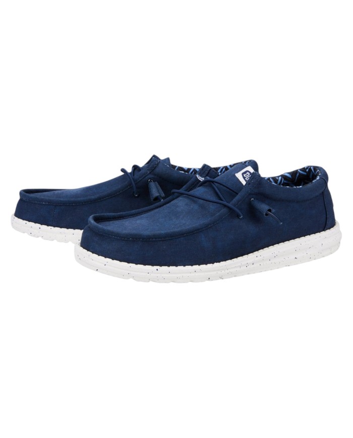 Scarpa Uomo Sneakers HeyDude Wally Strech Canvas Navy
