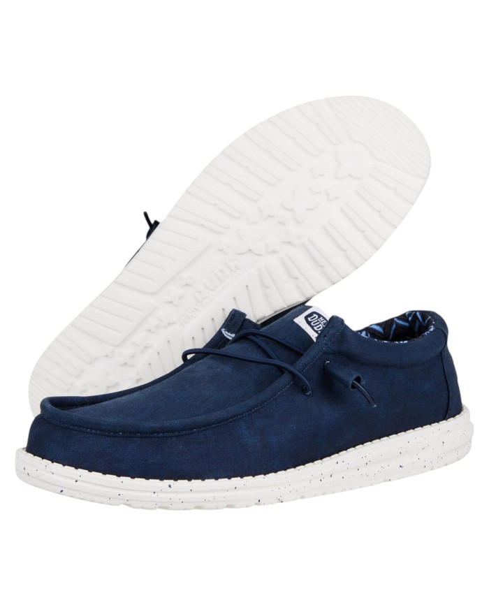 Scarpa Uomo Sneakers HeyDude Wally Strech Canvas Navy